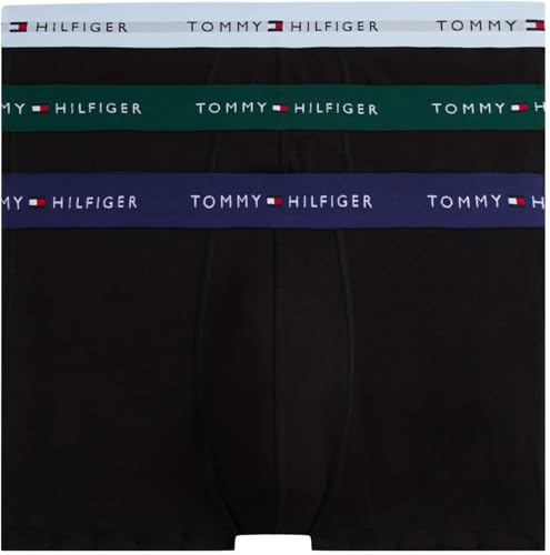 Tommy Hilfiger Herren 3er Pack Boxershorts Trunks mit Logobund, Mehrfarbig (ORN Grn/PRP NVY/VES Blu), XL von Tommy Hilfiger