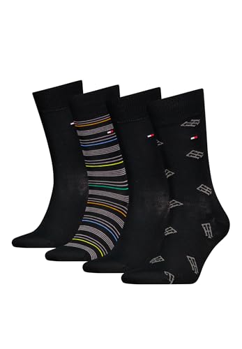 Tommy Hilfiger Herren Classic Socken, Schwarz, 43/46 (4er Pack) von Tommy Hilfiger