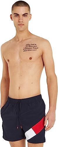 Tommy Hilfiger Herren Badeshorts Medium Drawstring Mittellang, Blau (Desert Sky), S von Tommy Hilfiger