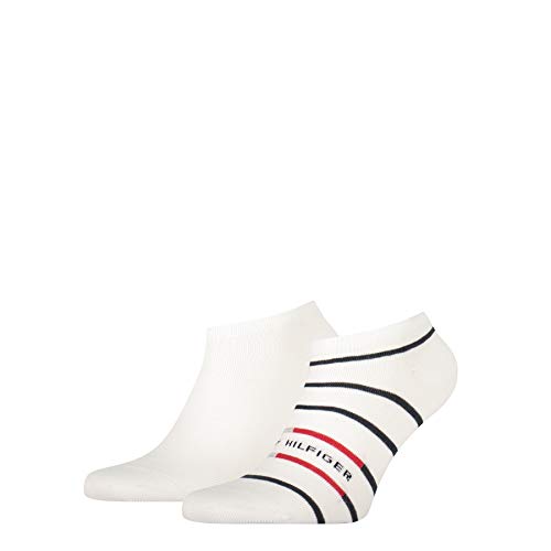 Tommy Hilfiger Mens Breton Stripe Men's Sneaker-Trainer (2 Pack) Socks, White, 39/42 von Tommy Hilfiger