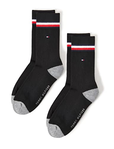 Tommy Hilfiger Unisex Kinder Tommy Hilfiger Iconic Kids' Sports Socken (2 Pack), black, 31-34 von Tommy Hilfiger