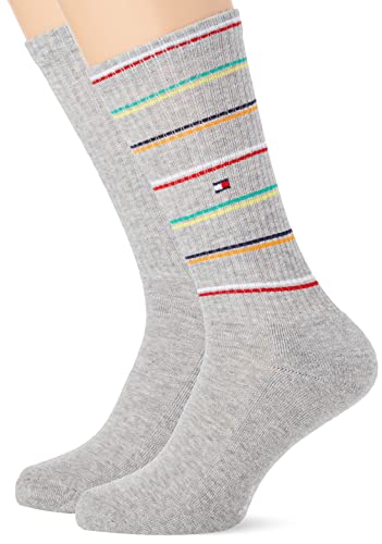 Tommy Hilfiger Mens Sport Stripe Classic Sock, Grey Melange, 39-42 (2er Pack) von Tommy Hilfiger