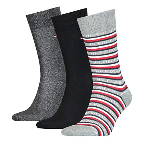 Tommy Hilfiger Mens TH 3P Logo GIFTBOX Socks, Black, 39/42 (3er Pack) von Tommy Hilfiger