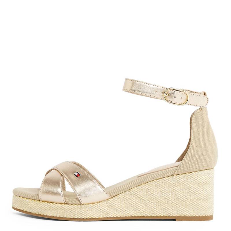 Tommy Hilfiger - Metallic-Espadrille-Sandale mit Keilabsatz gold - Gr. - 37 von Tommy Hilfiger