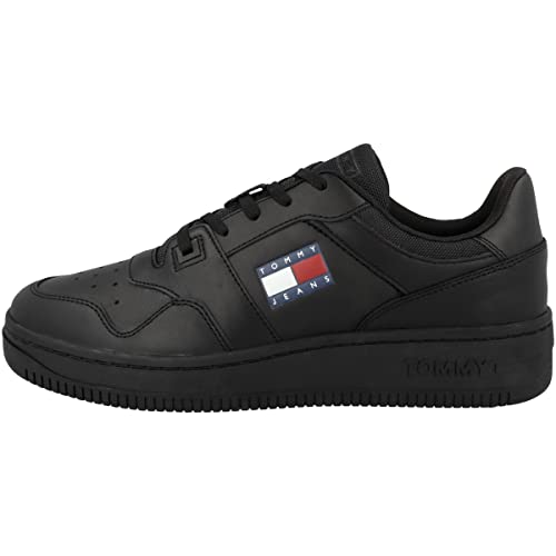 Tommy Jeans Herren Cupsole Sneaker Retro Basket Schuhe, Schwarz (Triple Black), 44 von Tommy Jeans