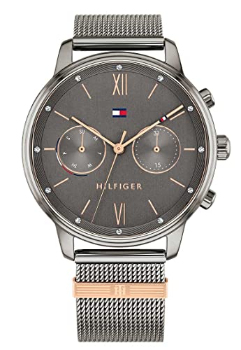 Tommy Hilfiger Multi Zifferblatt Quarz Uhr für Damen mit Graues Edelstahl-Mesh-Gliederarmband - 1782304 von Tommy Hilfiger