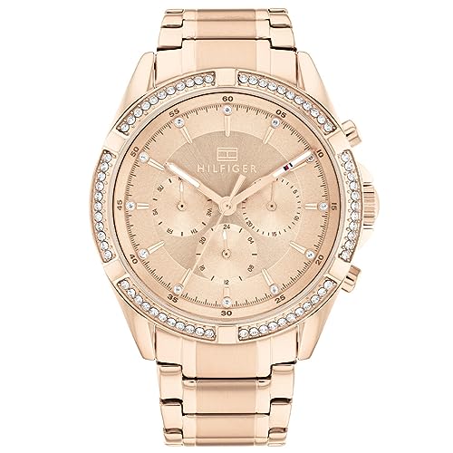 Tommy Hilfiger Multi Zifferblatt Quarz Uhr für Damen mit Rotgoldfarbenes Edelstahlarmband - 1782558 von Tommy Hilfiger