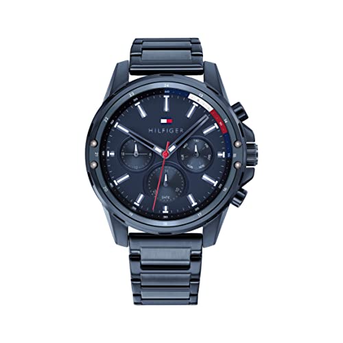 Tommy Hilfiger Multi Zifferblatt Quarz Uhr für Herren mit Blaues Edelstahlarmband - 1791789 von Tommy Hilfiger