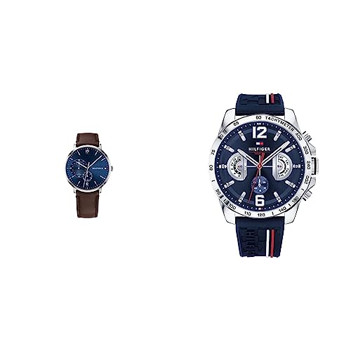 Tommy Hilfiger Multi Zifferblatt Quarz Uhr für Herren mit Dunkel-Braunes Lederarmband - 1791508 & Multi Zifferblatt Quarz Uhr für Herren mit Marinblaues Silikonarmband - 1791476 Tommy Hilfiger Multi Zifferblatt Quarz Uhr für Herren mit Dunkel-Braunes Lederarmband - 1791508 & Multi Zifferblatt Quarz Uhr für Herren mit Marinblaues Silikonarmband - 1791476 von Tommy Hilfiger