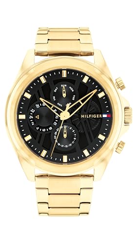 Tommy Hilfiger Multi Zifferblatt Quarz Uhr für Herren mit Goldfarben Edelstahlarmband - 1710658 von Tommy Hilfiger
