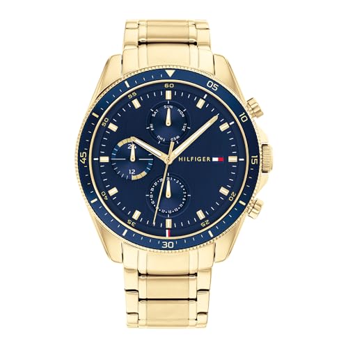 Tommy Hilfiger Multi Zifferblatt Quarz Uhr für Herren mit Gelbgoldfarbenes Edelstahlarmband - 1791834 von Tommy Hilfiger