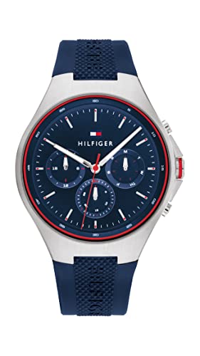 Tommy Hilfiger Multi Zifferblatt Quarz Uhr für Herren mit Marinblaues Silikonarmband - 1792057 von Tommy Hilfiger