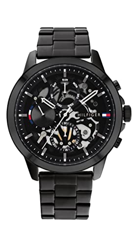 Tommy Hilfiger Multi Zifferblatt Quarz Uhr für Herren mit Schwarzes Edelstahlarmband - 1710478 von Tommy Hilfiger