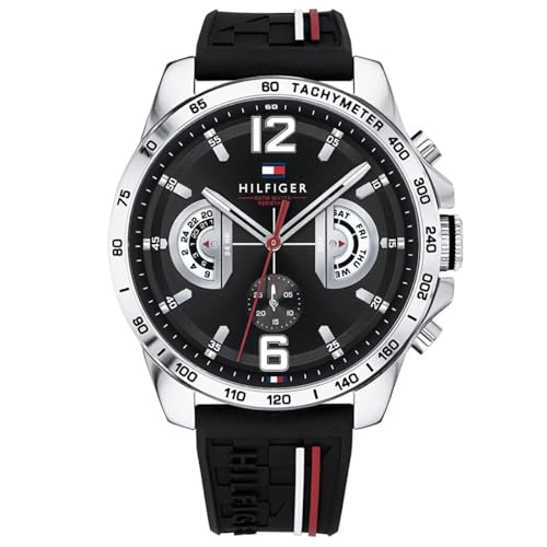 Tommy Hilfiger Multi Zifferblatt Quarz Uhr für Herren mit Schwarzes Silikonarmband - 1791473 von Tommy Hilfiger