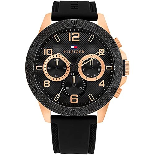 Tommy Hilfiger Multi Zifferblatt Quarz Uhr für Herren mit Schwarzes Silikonarmband - 1792028 von Tommy Hilfiger