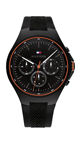 Tommy Hilfiger Multi Zifferblatt Quarz Uhr für Herren mit Schwarzes Silikonarmband - 1792056 von Tommy Hilfiger