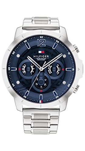 Tommy Hilfiger Multi Zifferblatt Quarz Uhr für Herren mit Silbernes Edelstahlarmband - 1710492 von Tommy Hilfiger