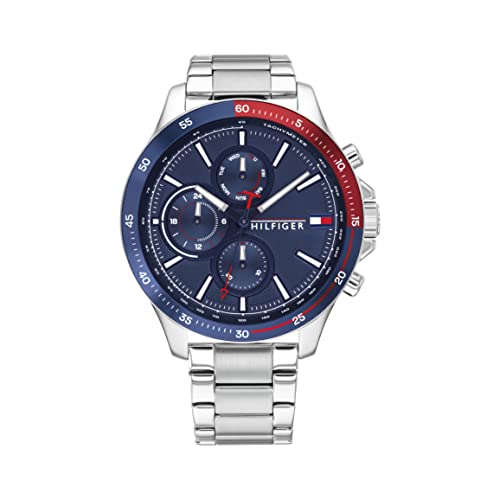 Tommy Hilfiger Multi Zifferblatt Quarz Uhr für Herren mit Silbernes Edelstahlarmband - 1791718 von Tommy Hilfiger