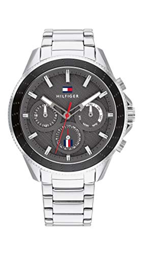 Tommy Hilfiger Multi Zifferblatt Quarz Uhr für Herren mit Silbernes Edelstahlarmband - 1791857 von Tommy Hilfiger