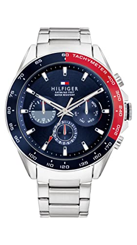 Tommy Hilfiger Multi Zifferblatt Quarz Uhr für Herren mit Silbernes Edelstahlarmband - 1791968 von Tommy Hilfiger