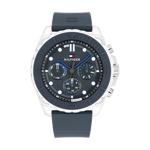 Tommy Hilfiger Multi Zifferblatt Quarz Uhr für Herren mit Sturmblau Farbe Silikonarmband - 1710687 Tommy Hilfiger Multi Zifferblatt Quarz Uhr für Herren mit Sturmblau Farbe Silikonarmband - 1710687 von Tommy Hilfiger