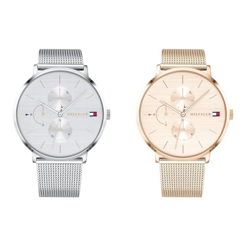 Tommy Hilfiger Multi Zifferblatt Quarz Uhr & Multi Zifferblatt Quarz Uhr für Damen mit Roségoldfarbenes Edelstahl-Mesh-Gliederarmband - 1781944 von Tommy Hilfiger