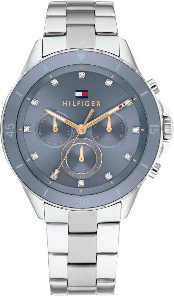 Tommy Hilfiger Multifunktionsuhr Mellie, Quarzuhr, Armbanduhr, Damen, Datum, Glaskristalle, 12/24-Std.-Anzeige von Tommy Hilfiger