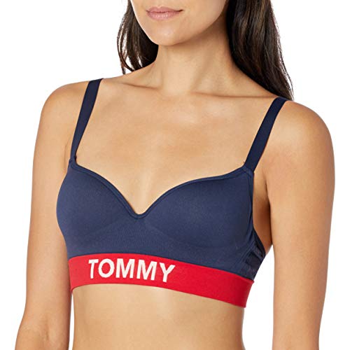 Tommy Hilfiger Nahtloser, leicht gefütterter Lounge-Bralette für Damen, Marineblau, 75A von Tommy Hilfiger