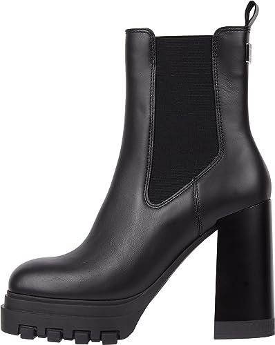 Tommy Hilfiger New Essential Stiefeletten aus Leder mit Absatz (EU_Footwear_Size_System, Erwachsene, Damen, Numeric, Weite, Numeric_38), Schwarz , 38 EU Large von Tommy Hilfiger