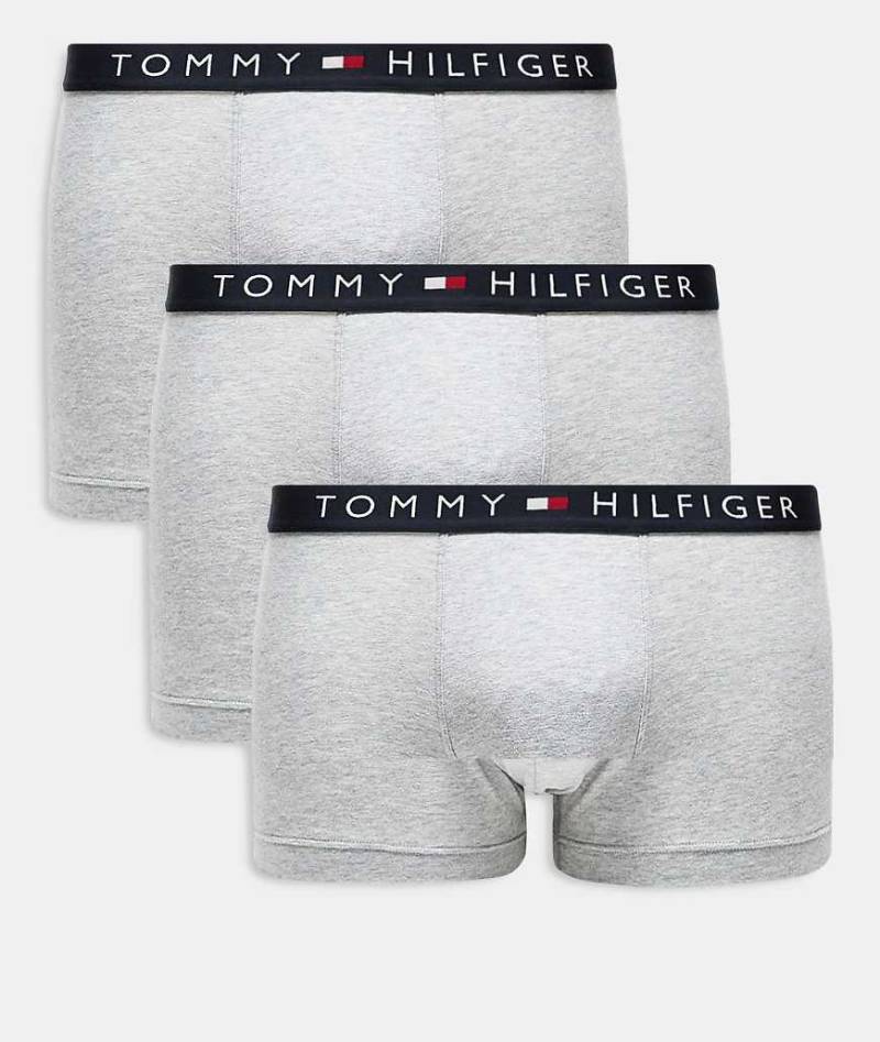 Tommy Hilfiger - Original - 3er-Pack Unterhosen in Grau mit Bund in Marineblau von Tommy Hilfiger