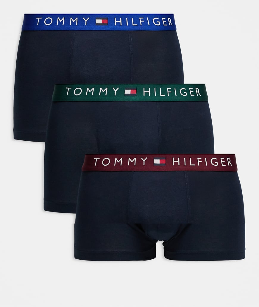 Tommy Hilfiger - Original - 3er-Pack Unterhosen in Schwarz mit Bund in Grün/Blau/Burgunderrot-Bunt von Tommy Hilfiger