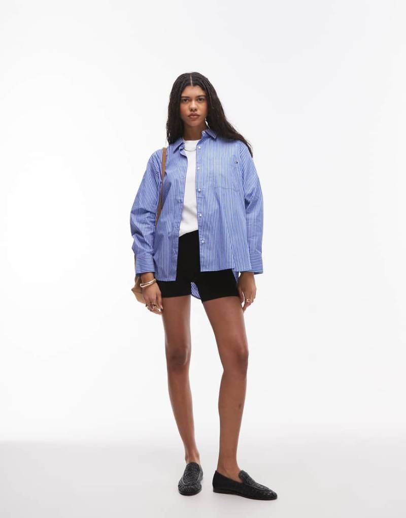 Tommy Hilfiger - Oversize-Hemd aus Popeline in mehreren Farben-Blau von Tommy Hilfiger