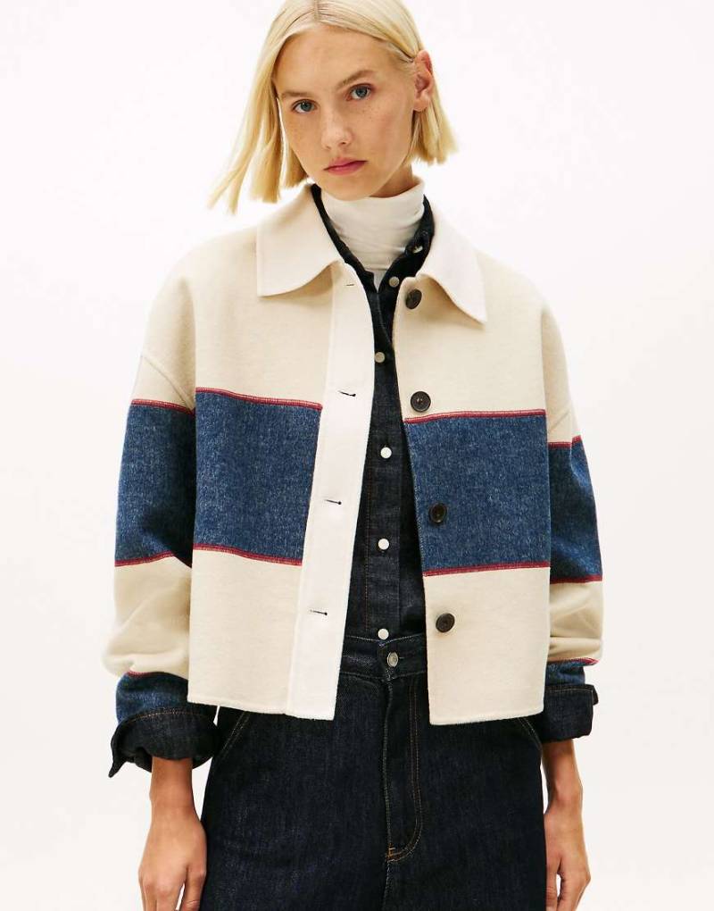 Tommy Hilfiger - Oversize-Rugbyjacke mit Cropped-Schnitt aus Wollmix in mehreren Farben-Blau von Tommy Hilfiger