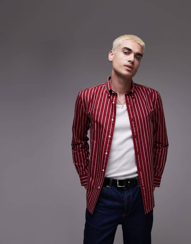 Tommy Hilfiger - Oxford-Hemd in Rot mit Streifen von Tommy Hilfiger