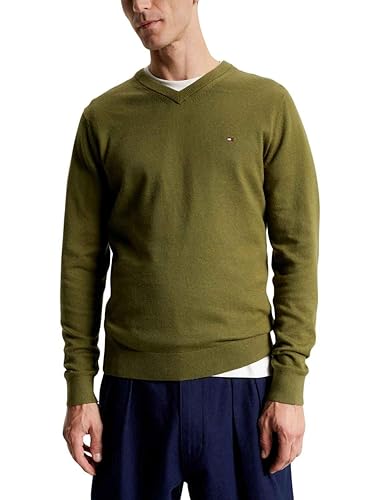 Tommy Hilfiger PIMA ORG CTN CASHMERE V NECK, grün(green), Gr. M von Tommy Hilfiger