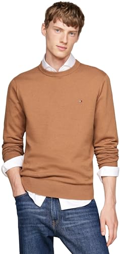 Tommy Hilfiger Herren Pullover Crew Neck Regular Fit, Beige (Safari Canvas), XXL von Tommy Hilfiger