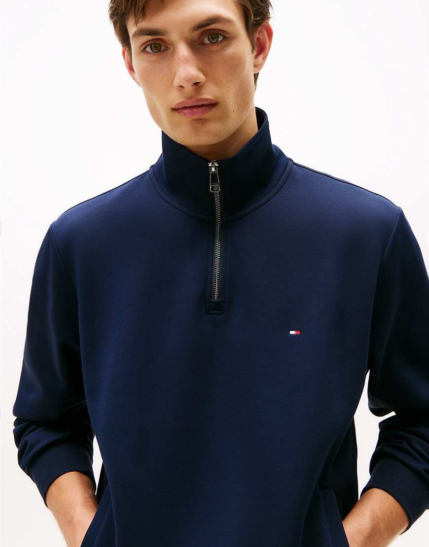 Tommy Hilfiger - Performance Intechno - Strickpullover in Dunkelblau mit kurzem Reißverschluss von Tommy Hilfiger