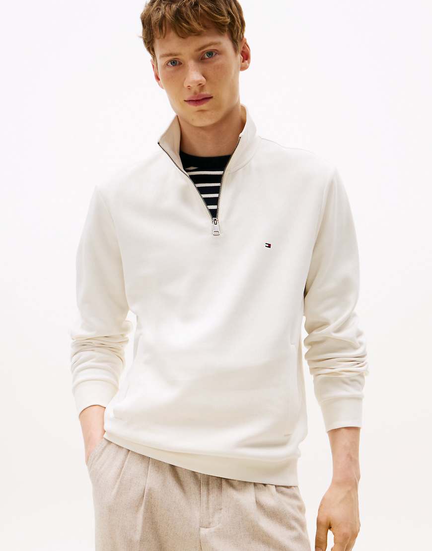 Tommy Hilfiger - Performance - Pullover aus Intechno-Strick in Beige mit kurzem Reißverschluss-Gelb von Tommy Hilfiger