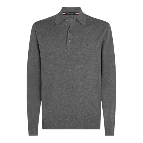 Tommy Hilfiger Pima Org Ctn Cashmere Ls Polo Andere Pullover, Herren, Grau (Donegal Medium Grey Heather), M von Tommy Hilfiger