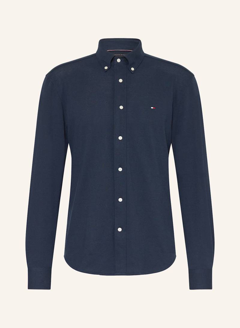 Tommy Hilfiger Piqué-Hemd Regular Fit blau von Tommy Hilfiger