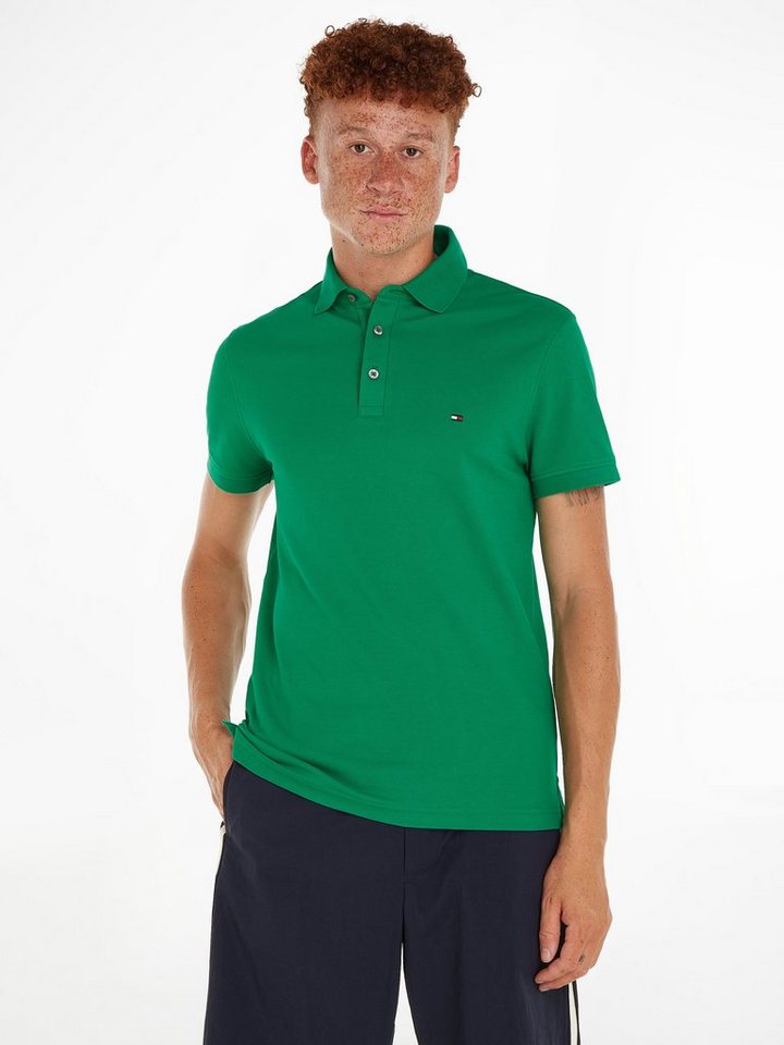 Tommy Hilfiger Poloshirt 1985 SLIM POLO mit Piqué-Struktur und Stickerei meliert, casual, slim fit, Baumwollmix, Polokragen von Tommy Hilfiger