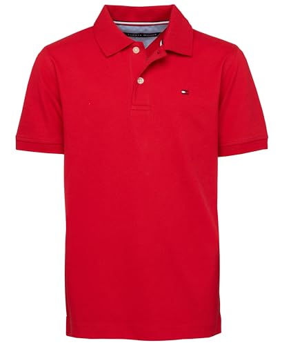 Tommy Hilfiger Poloshirt für Jungen, kurzärmelig, Premium-Piqué, Knopfverschluss, weich und bequem, Ivy Stretch Regal Red, 12-14 von Tommy Hilfiger