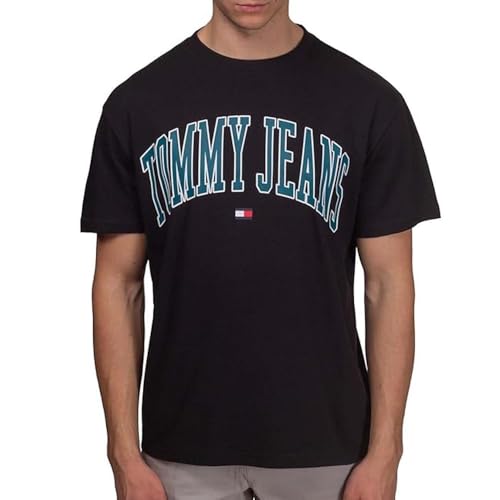 Tommy Hilfiger Popcolor Herren-T-Shirt, Schwarz, Schwarz , 56 von Tommy Hilfiger