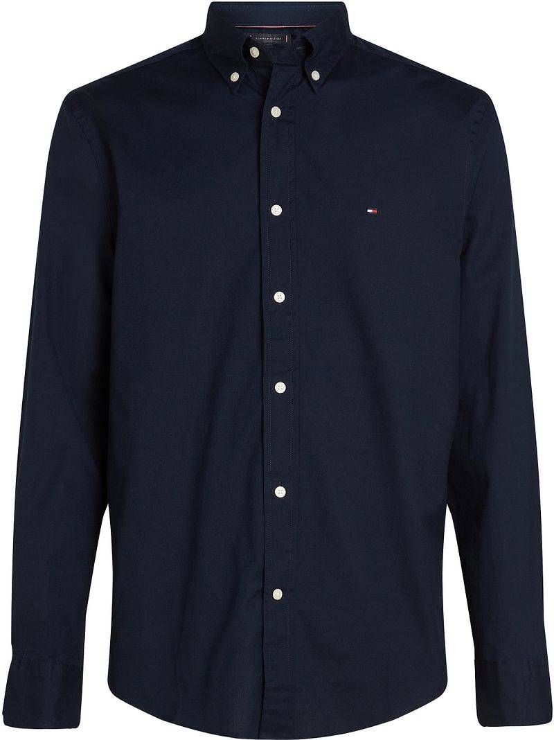Tommy Hilfiger Poplin Hemd Flex Navy - Größe L von Tommy Hilfiger