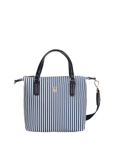 Tommy Hilfiger Poppy Summer Small Tote Bag, Handtasche, Umhängetasche, Marine-Weiß von Tommy Hilfiger