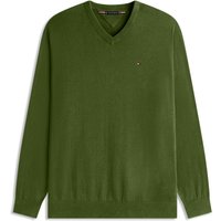 Tommy Hilfiger Pullover aus Baumwolle mit V-Ausschnitt und Logo-Aufnäher von Tommy Hilfiger