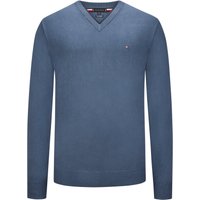 Tommy Hilfiger Pullover aus Baumwolle mit V-Ausschnitt und Logo-Aufnäher von Tommy Hilfiger