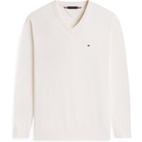 Tommy Hilfiger Pullover aus Baumwolle mit V-Ausschnitt und Logo-Aufnäher von Tommy Hilfiger