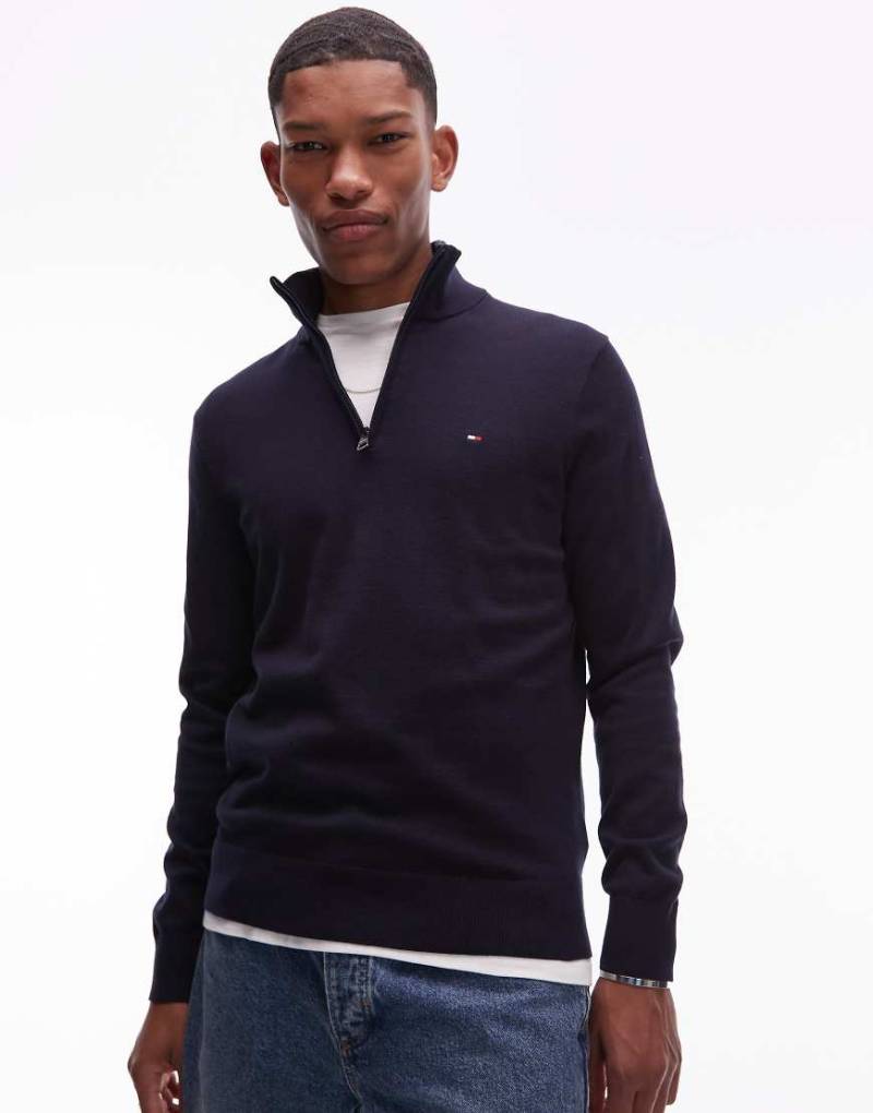 Tommy Hilfiger - Pullover in Marineblau mit kurzem Reißverschluss von Tommy Hilfiger