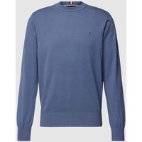 Tommy Hilfiger Pullover mit Label-Stitching Modell 'Crew Neck Sweater' in Jeansblau, Größe S von Tommy Hilfiger